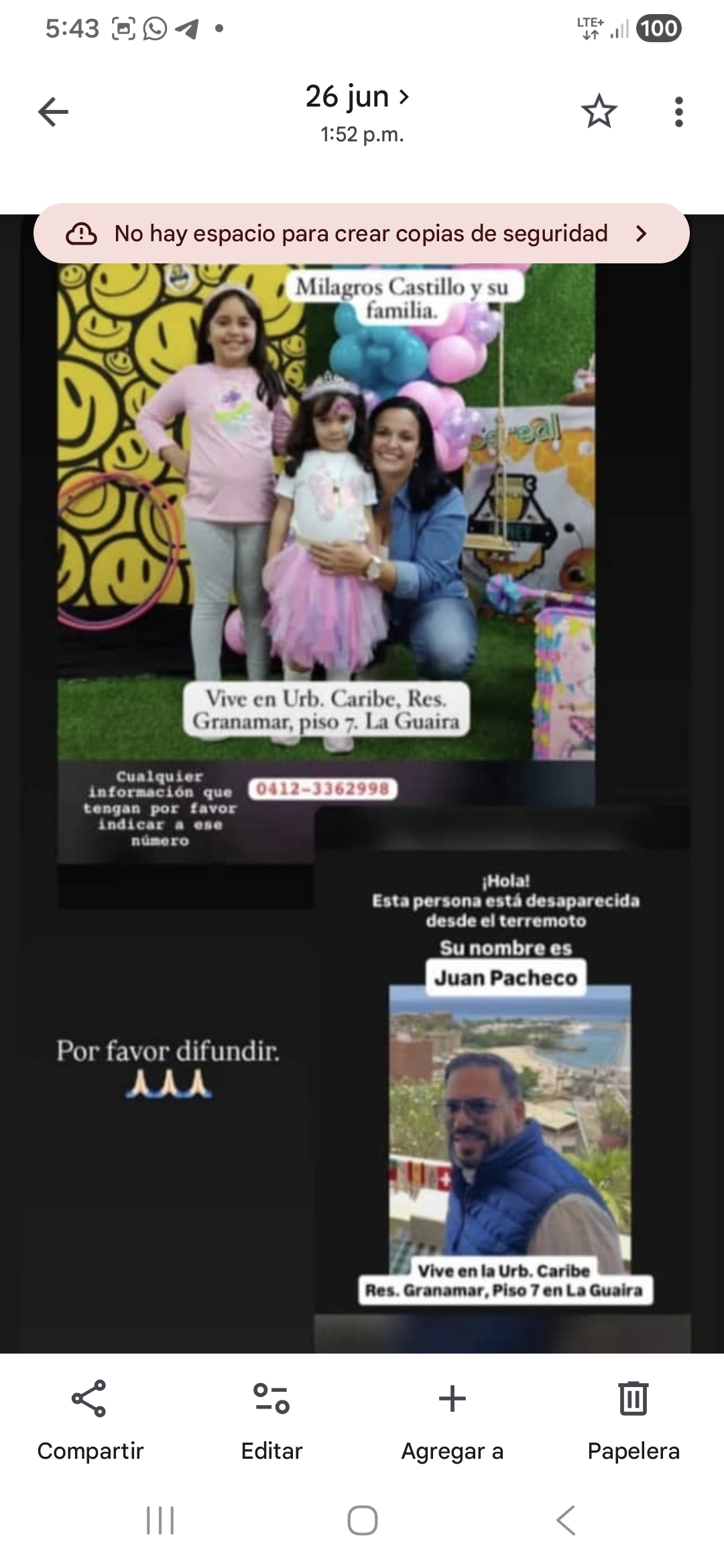 Foto de Milagros castillo y su familia