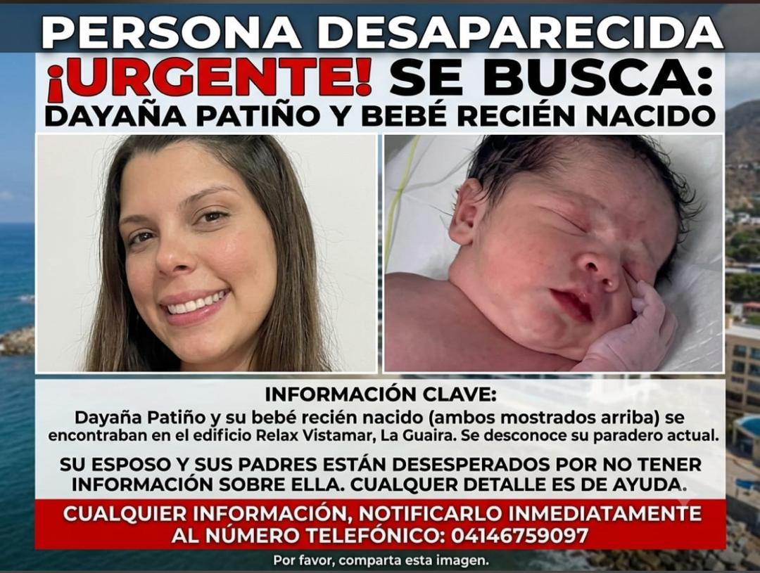 Foto de Dayaña patiño y su bebé recién nacido