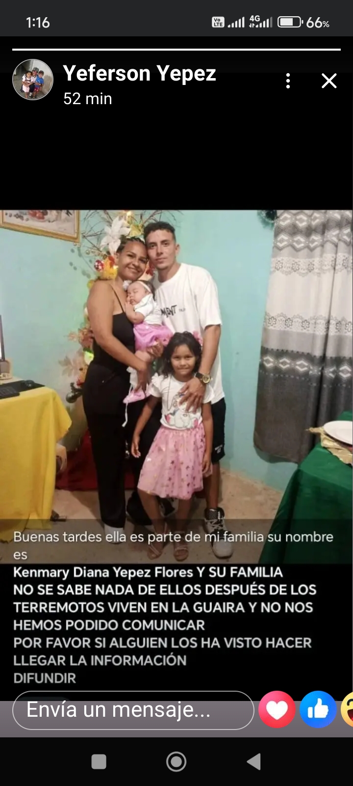 Foto de Kennmari diana Yepez flores y su familia