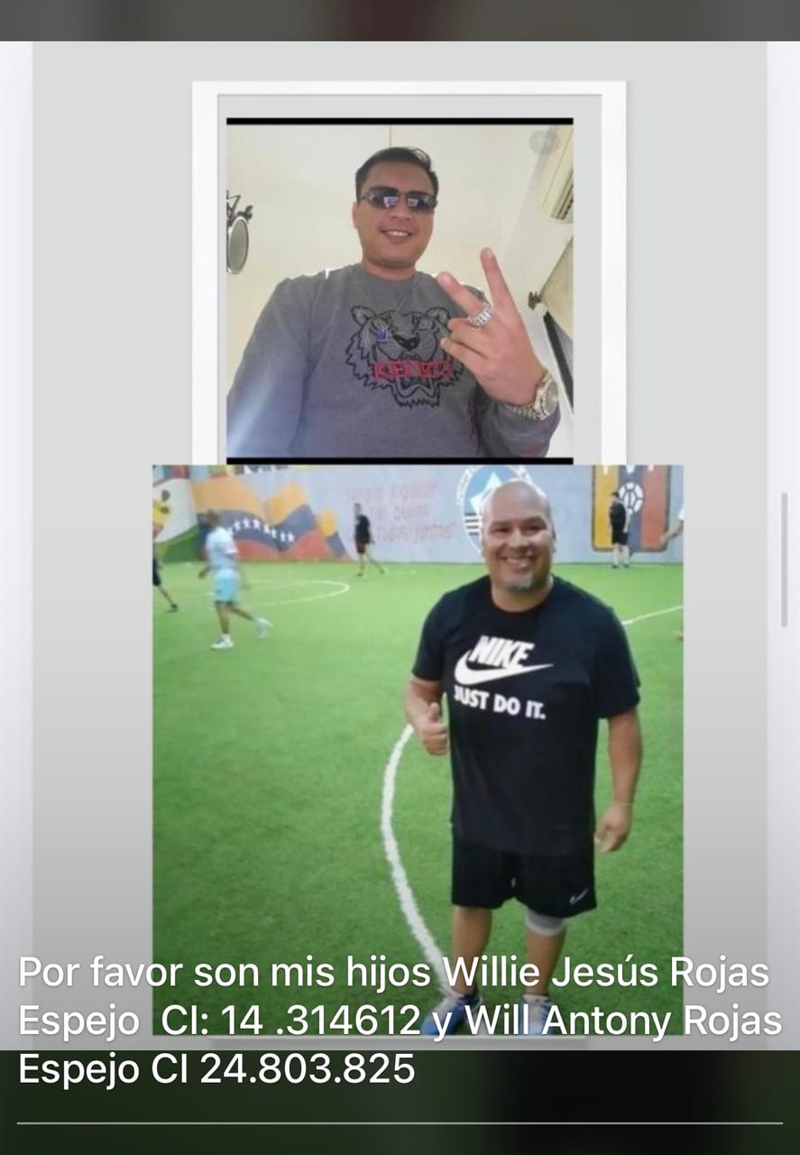 Foto de Willie Jesús Rojas Espejo CI: 14.314612 y Will Antony Rojas Espejo CI 24.803.825