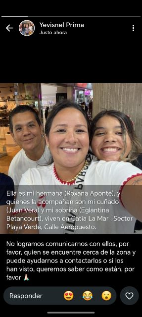 Foto de Roxana Aponte, eglantina Aponte y Juan vera
