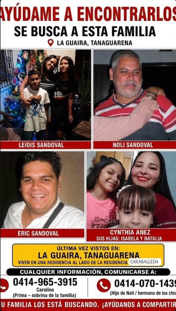 Foto de Leidis sandoval, Noli Sandoval, Eric Sandoval, Cynthia Anel y sus hijas isabella y natalia.