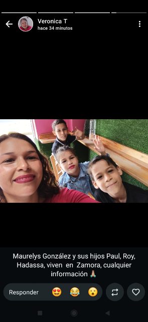 Foto de Maurelys González y sus hijos Paul, Roy, Hadassa