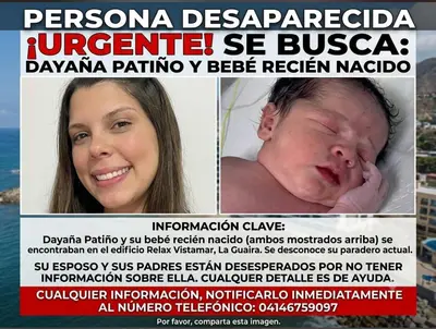 Foto de Dayaña patiño y su bebé recién nacido