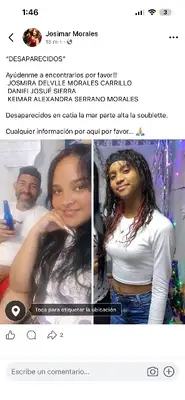 Foto de Josmira del valle Morales carrillo. Son 3 personas desaparecidas