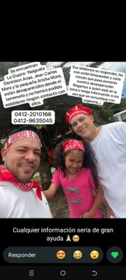 Foto de Denison áreas ,jean Carlos mora y la niña arisha