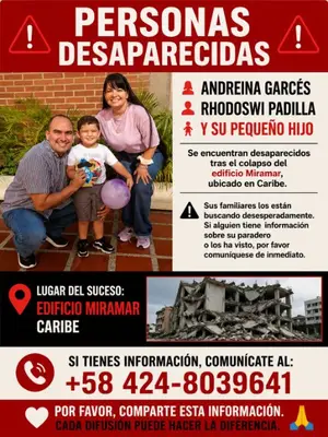 Foto de Andreina Garcés, esposo e hijo