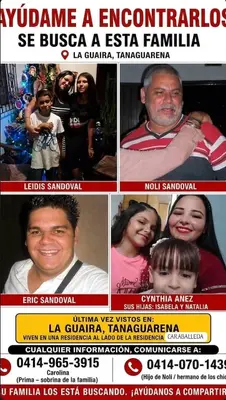 Foto de Leidis sandoval, Noli Sandoval, Eric Sandoval, Cynthia Anel y sus hijas isabella y natalia.