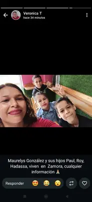 Foto de Maurelys González y sus hijos Paul, Roy, Hadassa
