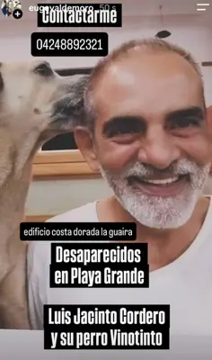 Foto de Luis Jacinto Cordero y su perro vinotinto